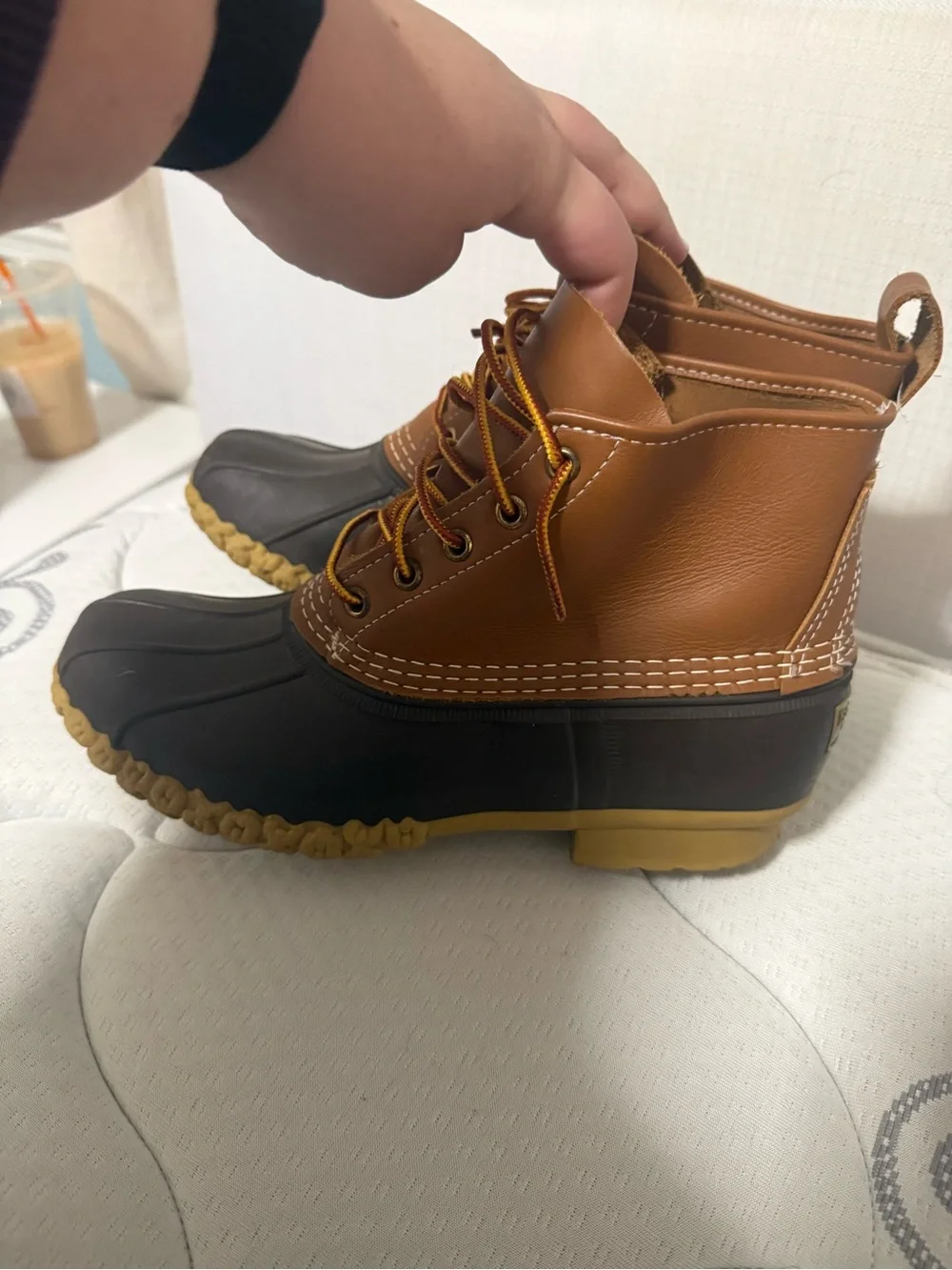 L.L. Bean Kids Tan and Black Bean Boots